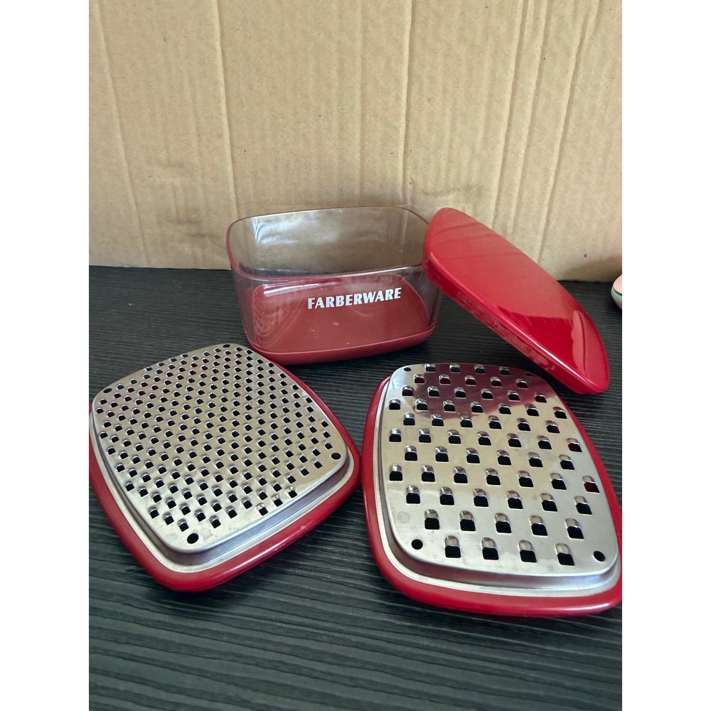 Farberware Red Cheese Grater Set with Storage Container and 2 Blades